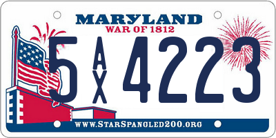 MD license plate 5AX4223