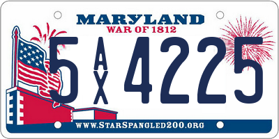 MD license plate 5AX4225