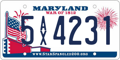 MD license plate 5AX4231