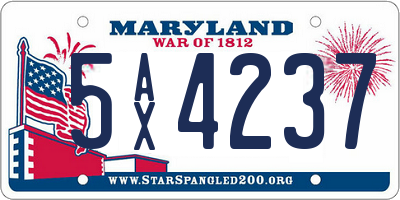 MD license plate 5AX4237