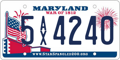 MD license plate 5AX4240