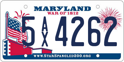 MD license plate 5AX4262