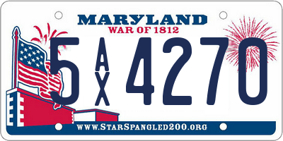 MD license plate 5AX4270