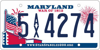 MD license plate 5AX4274