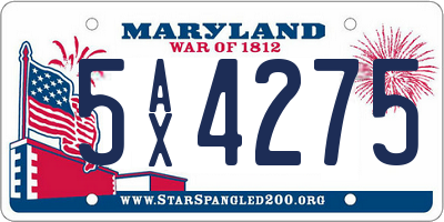 MD license plate 5AX4275