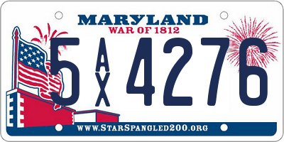 MD license plate 5AX4276