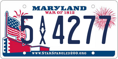 MD license plate 5AX4277