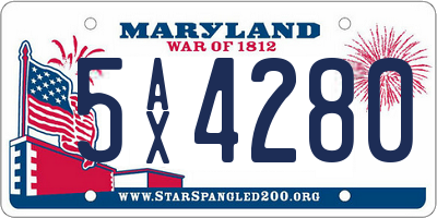 MD license plate 5AX4280
