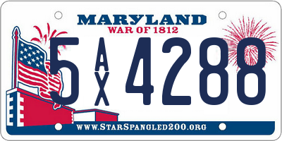 MD license plate 5AX4288