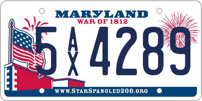 MD license plate 5AX4289