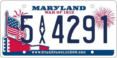 MD license plate 5AX4291