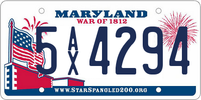 MD license plate 5AX4294