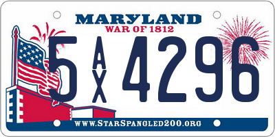 MD license plate 5AX4296