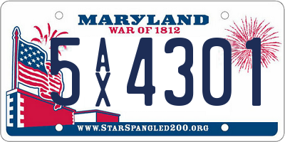 MD license plate 5AX4301