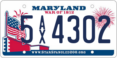 MD license plate 5AX4302