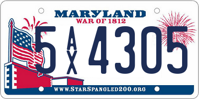 MD license plate 5AX4305