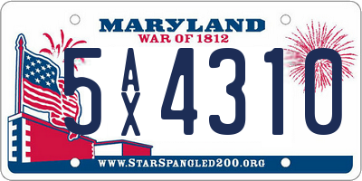 MD license plate 5AX4310