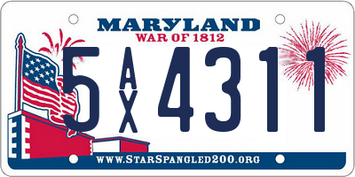 MD license plate 5AX4311