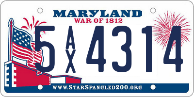 MD license plate 5AX4314