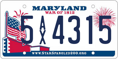 MD license plate 5AX4315
