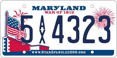 MD license plate 5AX4323