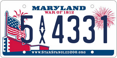 MD license plate 5AX4331