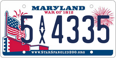 MD license plate 5AX4335