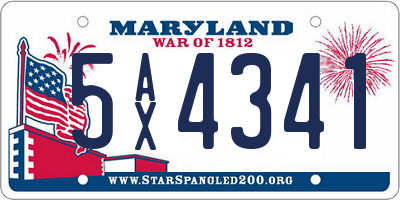 MD license plate 5AX4341