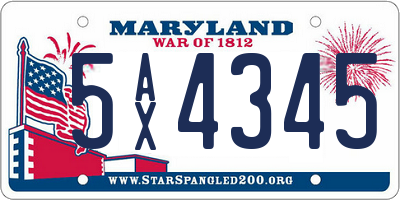 MD license plate 5AX4345