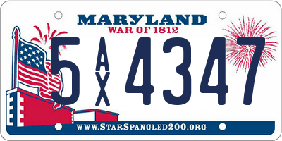 MD license plate 5AX4347