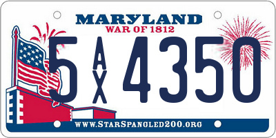 MD license plate 5AX4350