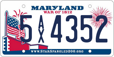 MD license plate 5AX4352
