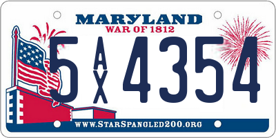 MD license plate 5AX4354