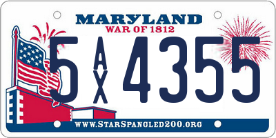 MD license plate 5AX4355