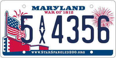 MD license plate 5AX4356