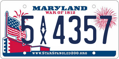 MD license plate 5AX4357