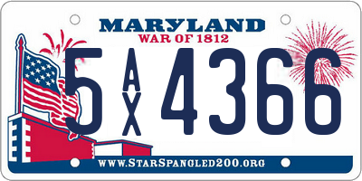 MD license plate 5AX4366