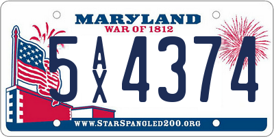 MD license plate 5AX4374