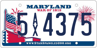 MD license plate 5AX4375
