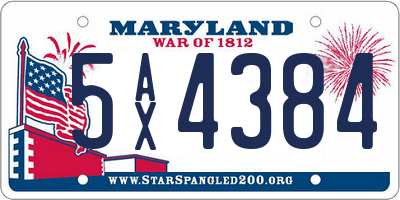 MD license plate 5AX4384