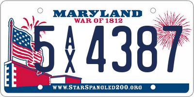 MD license plate 5AX4387