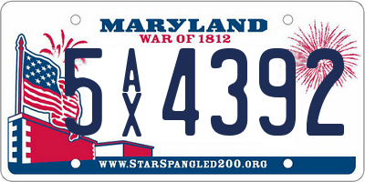 MD license plate 5AX4392