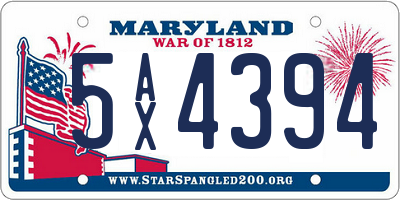 MD license plate 5AX4394