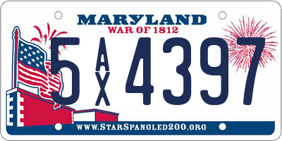 MD license plate 5AX4397