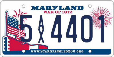 MD license plate 5AX4401