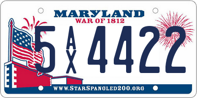 MD license plate 5AX4422