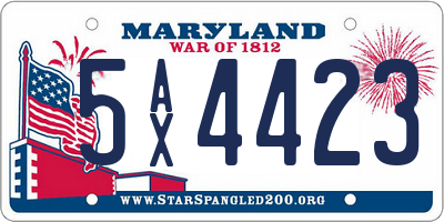 MD license plate 5AX4423