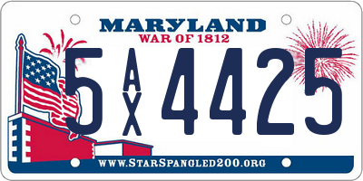 MD license plate 5AX4425