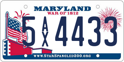 MD license plate 5AX4433