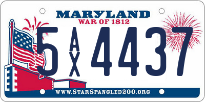 MD license plate 5AX4437